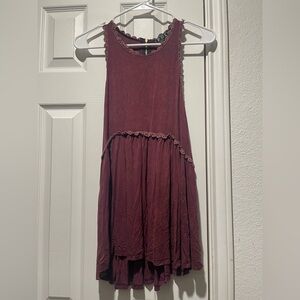 Burgundy Sleeveless tunic with Lace Trim new